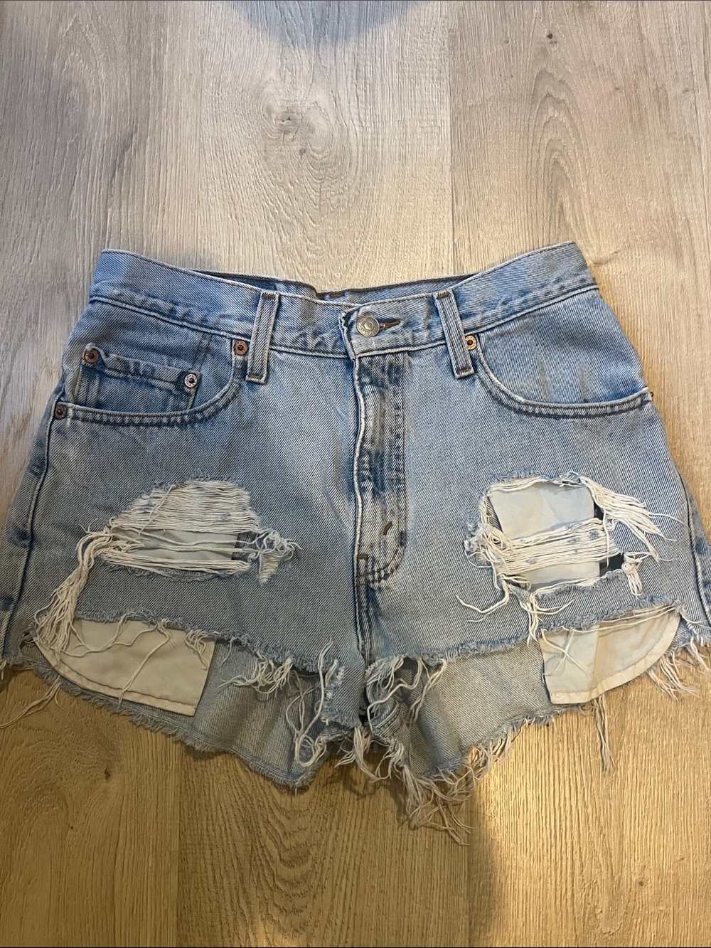 Levi's Light Blue Distressed Cutoff Jean Shorts